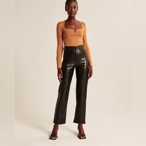Abercrombie Vegan Leather Ultra High Rise Ankle Straight Pant